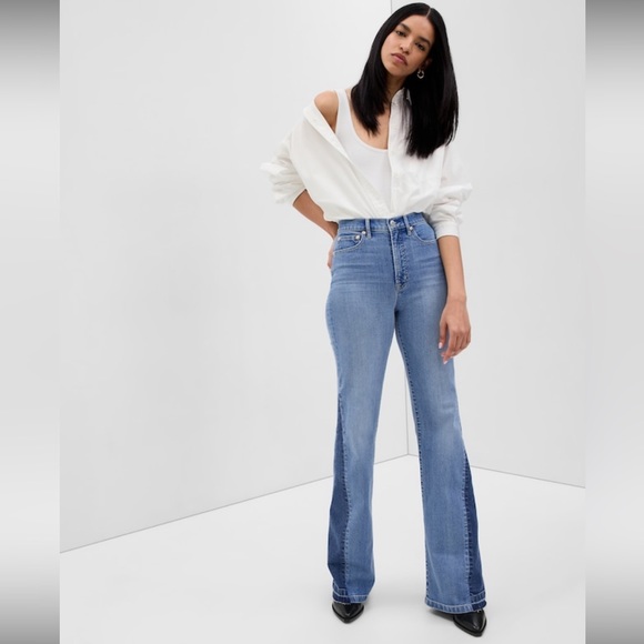 70s Flare Patch Denim Jeans - Size 30 TALL (10T) - Picture 2 of 7